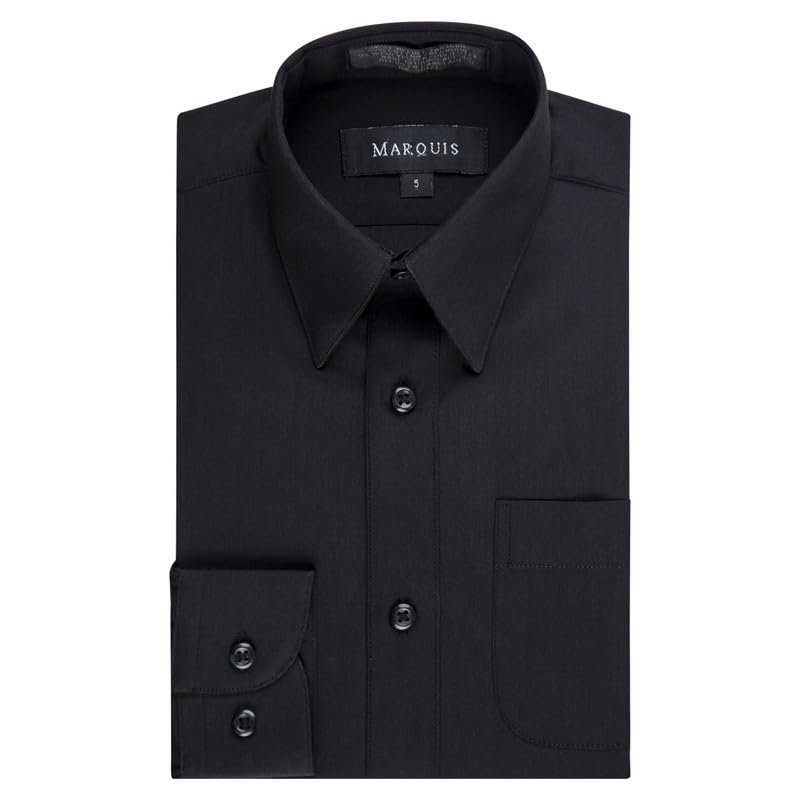 Marquis Boy's Regular Fit Long Sleeve Cotton Blend Solid Dress Shirt