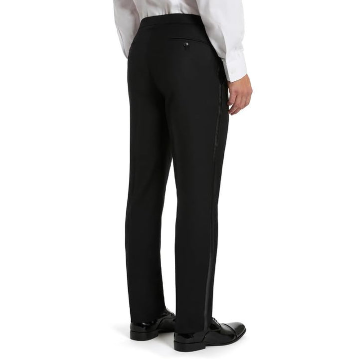 Adam Baker Men’s 100% Wool Modern Fit Tuxedo Pants for Men | Formal Dress Pants | Satin Stripe & Expandable Waistband