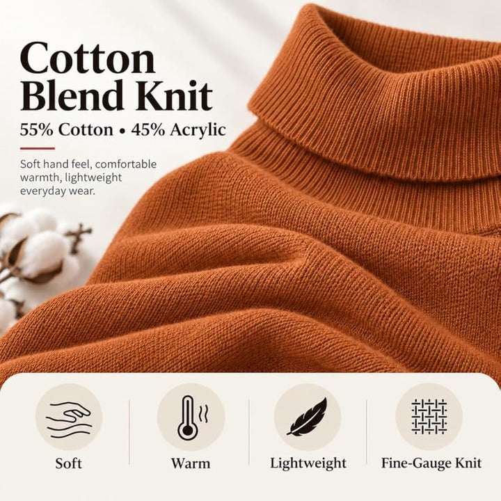 Adam Baker Men's Cotton Blend Turtleneck Sweater, Casual Knitted Pullover Sweater