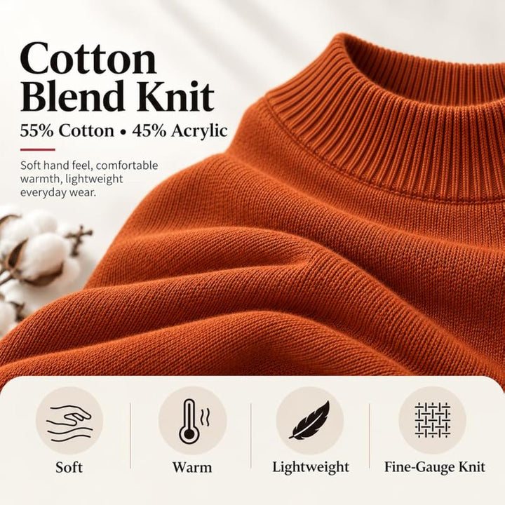 Adam Baker Men's Mock Neck Cotton Blend Knit Pullover Sweater