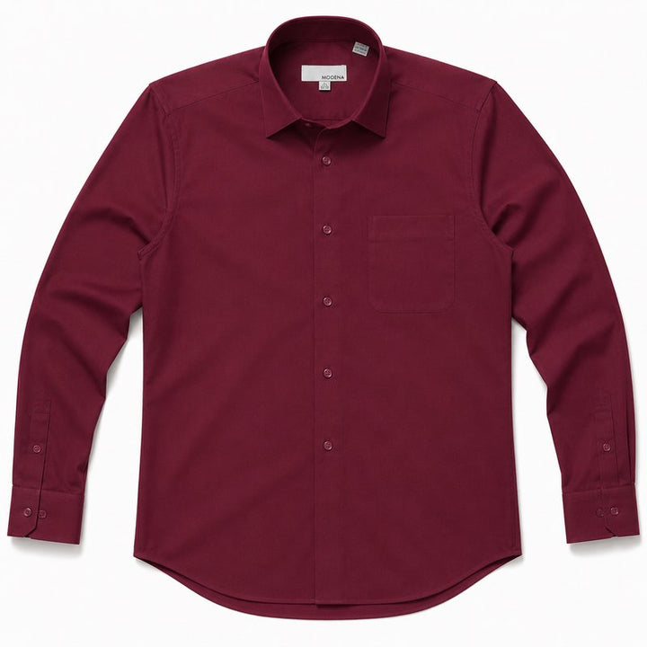 Modena Men's Regular Fit Long Sleeve Solid Dress Shirt