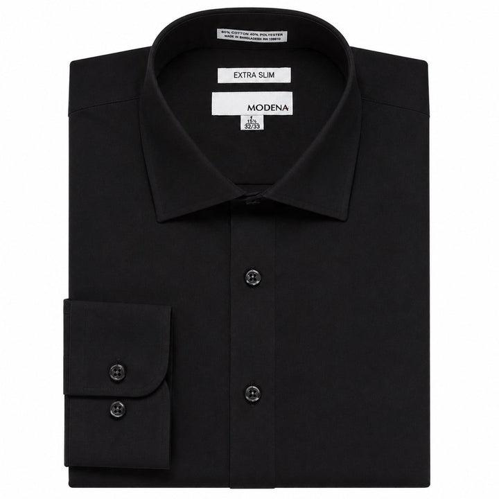 Modena Men's Extra Slim Fit Long Sleeve Solid Dress Shirt