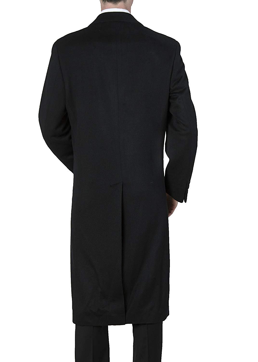 Solid Black Adam Baker Men's Single Breasted Luxury Wool Full Length Topcoat - Available in Colors