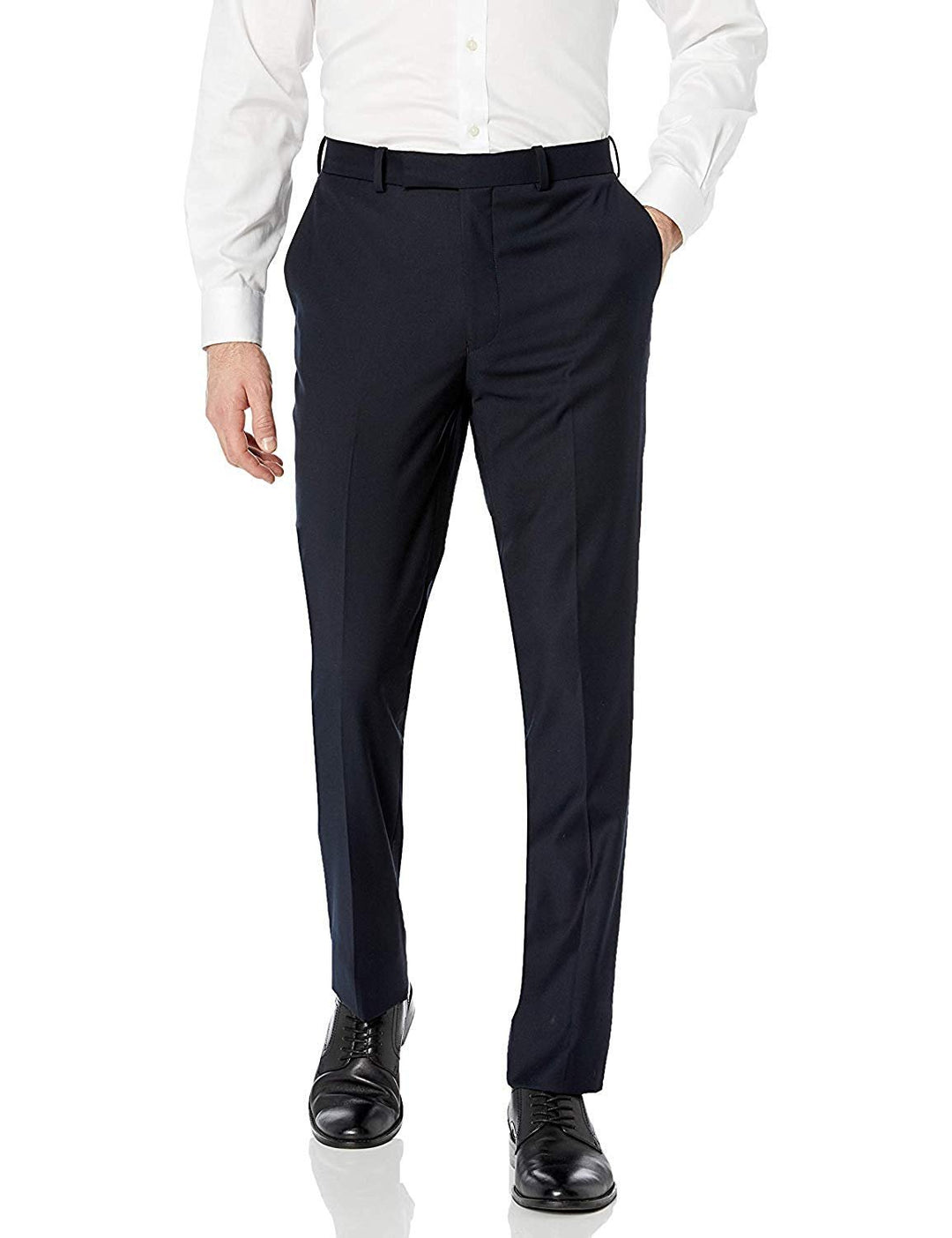 Adam Baker Men's Slim Fit 3-Piece (Jacket, Vets, Trousers) Vested Suit Set - Black & Navy