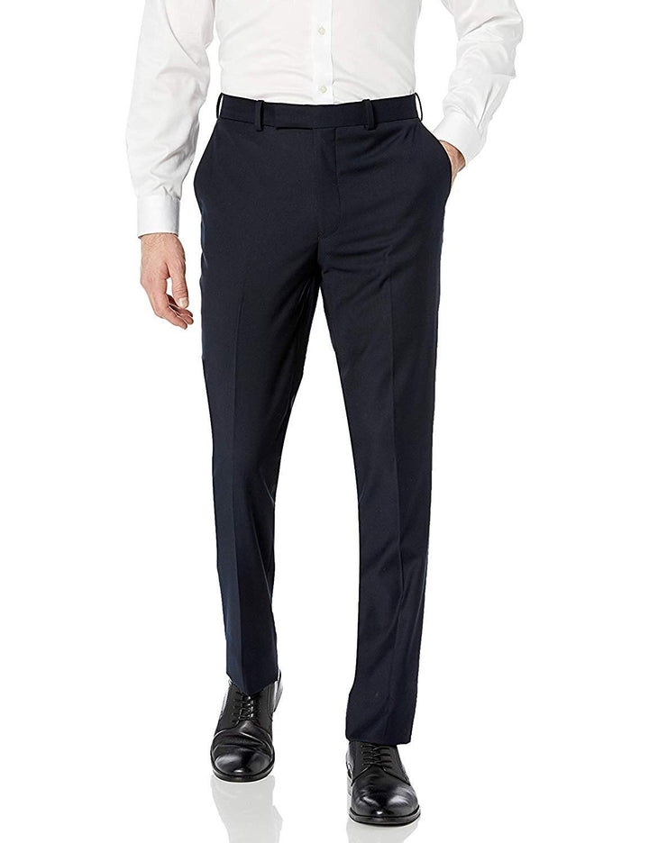 Adam Baker Men's Slim Fit 3-Piece (Jacket, Vets, Trousers) Vested Suit Set - Black & Navy