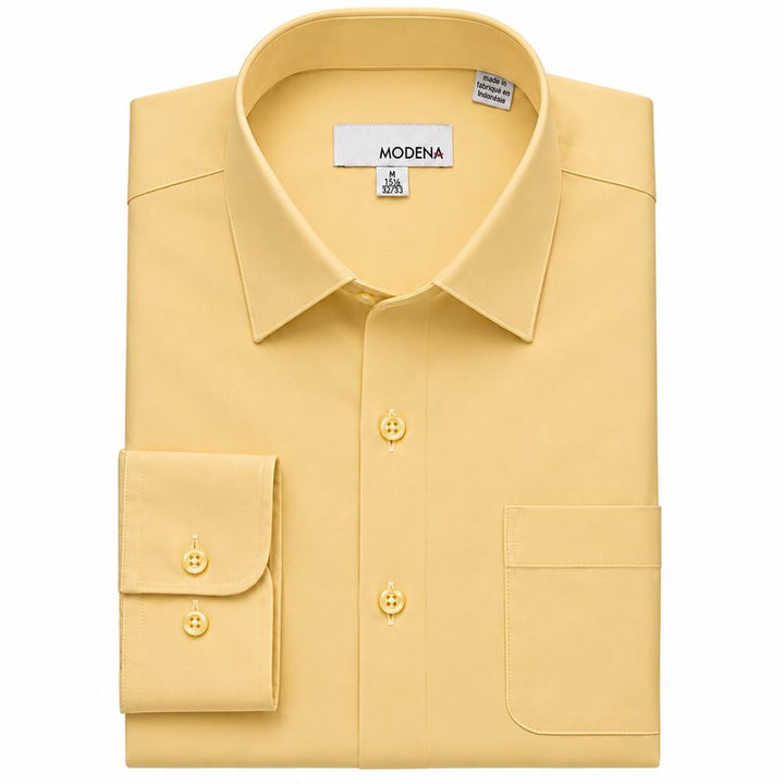 Modena Men's Regular Fit Long Sleeve Solid Dress Shirt