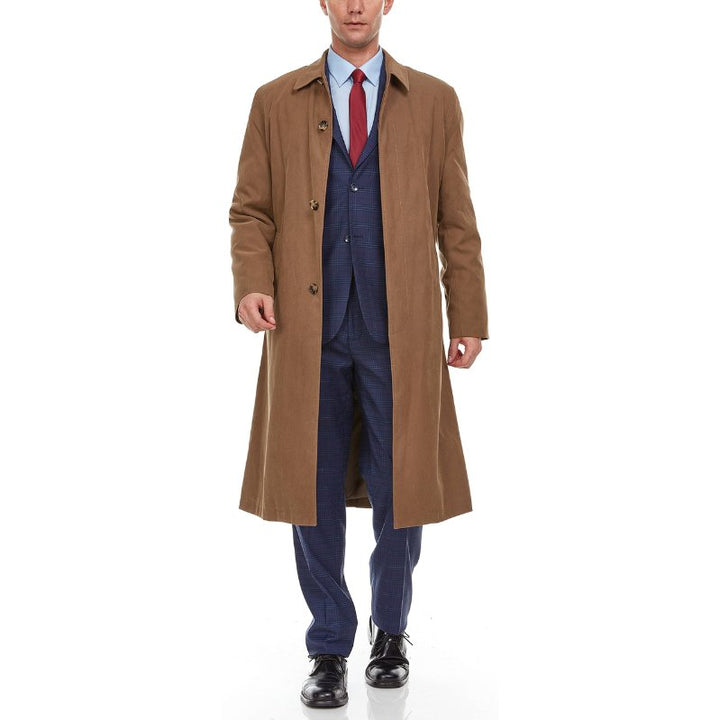 Adam Baker Men's Black & Khakhi Single Breasted Full Length Trench Coat All Year Round Raincoat