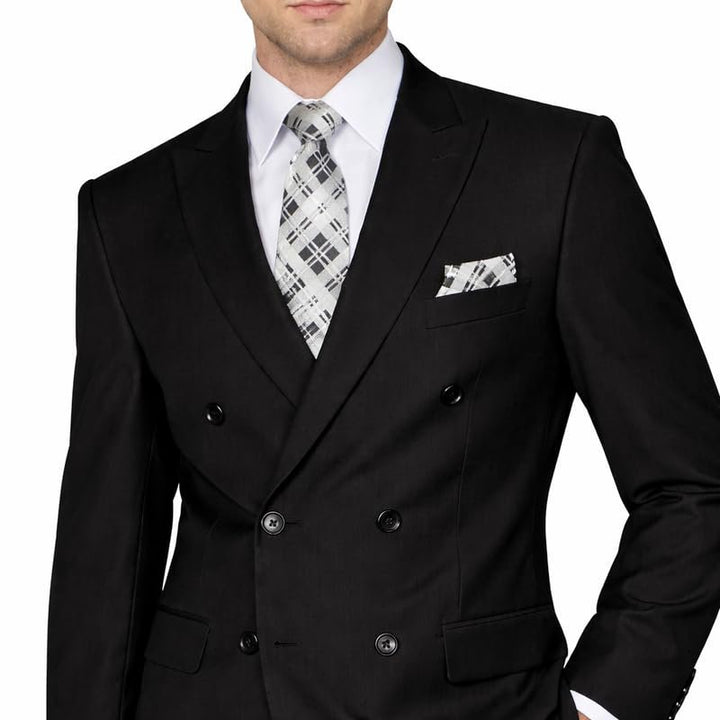 Adam Baker Men's Modern Fit Double Breasted Wool 2-Piece Suit Set | Jacket & Pants