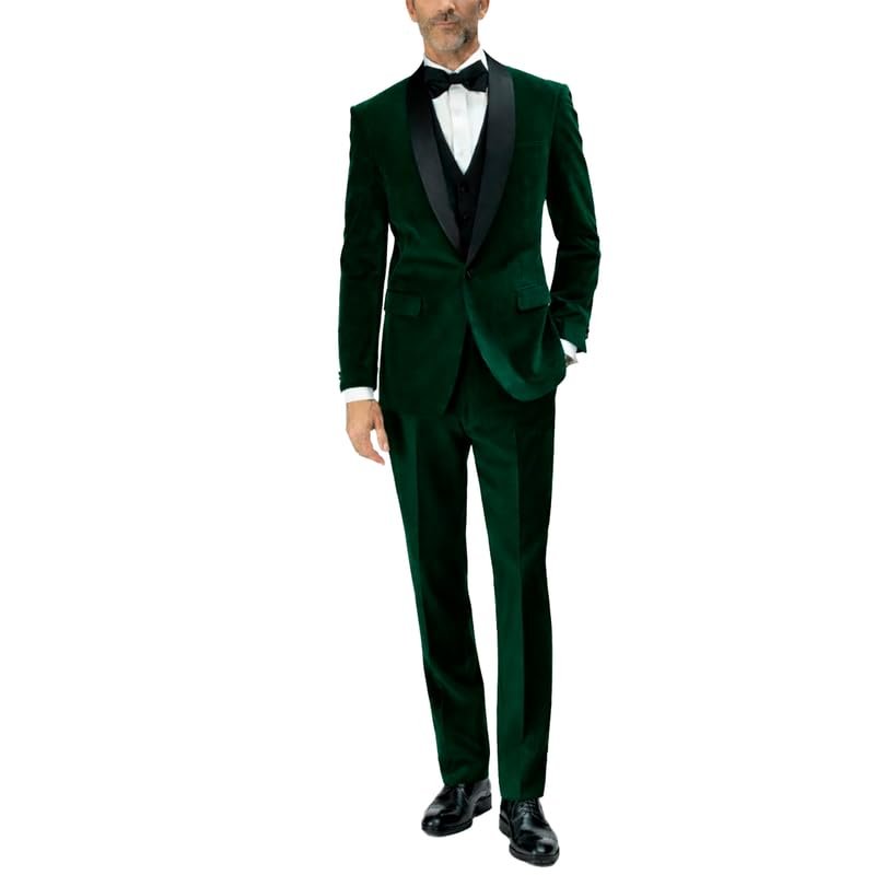 Adam Baker Men's Velvet Tuxedo | Modern Fit Single Breasted Vested Three Piece Tuxedo - Colors