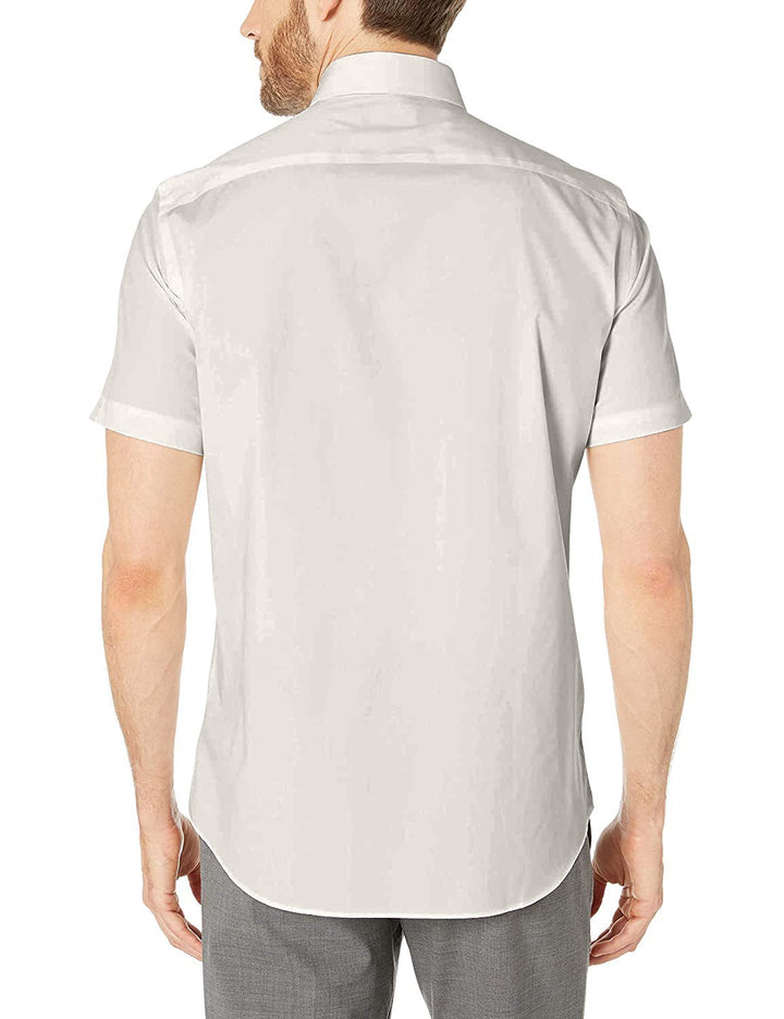 Gentlemens Collection Men's Slim Fit Short Sleeve Easy Care Solid Dress Shirt