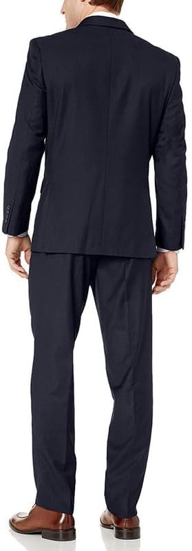 Adam Baker Men's Slim Fit Double-Breasted 2-Piece (Jacket & Pants) Wool Suit Set