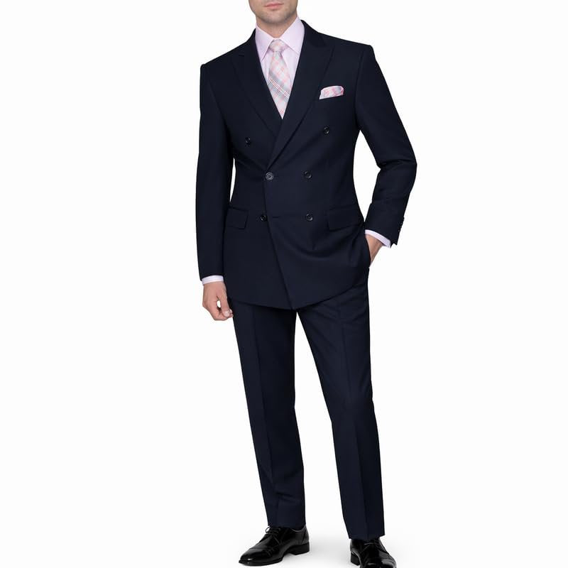 Adam Baker Men's Modern Fit Double Breasted Wool 2-Piece Suit Set | Jacket & Pants