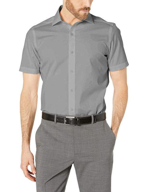 Gentlemens Collection Mens Short Sleeve Slim Fit Easy Care Dress Shirt - Colors