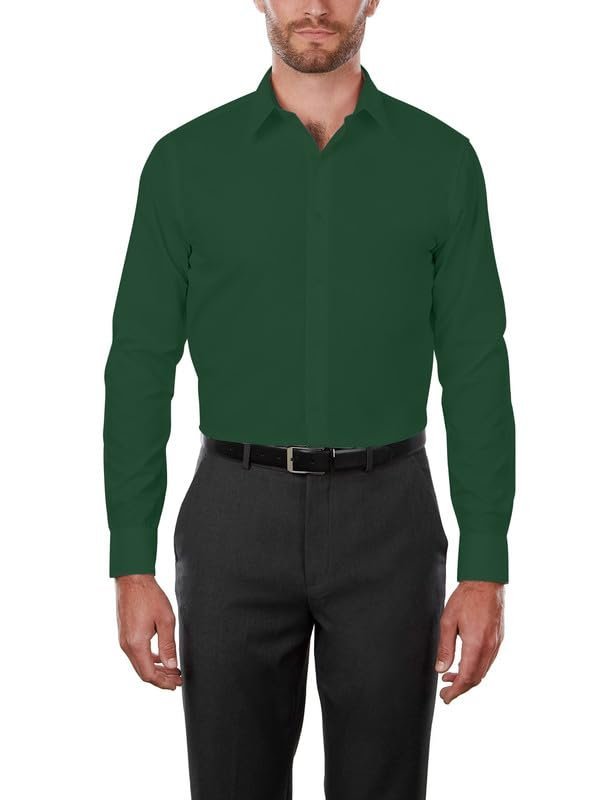 Adam Baker Men's Msh9801 4-Way Stretch Slim Fit Long Sleeve Dress Shirt, Hunter Green, 2XL Adam Baker Men's Msh9801 4-Way Stretch Slim Fit Long Sleeve Dress Shirt, Hunter Green, 2XL