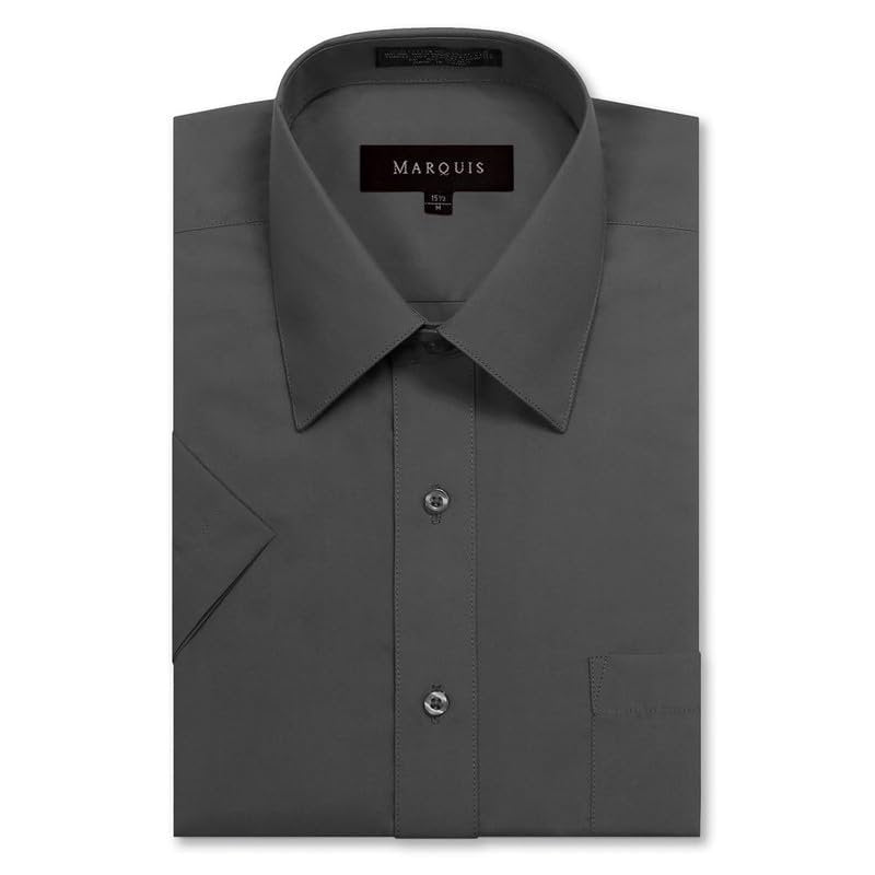 Marquis Men's Classic Fit Short Sleeve Cotton Blend Broadcloth Dress Shirt