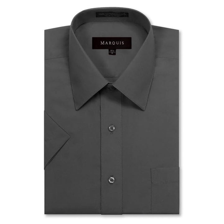 Marquis Men's Classic Fit Short Sleeve Cotton Blend Broadcloth Dress Shirt