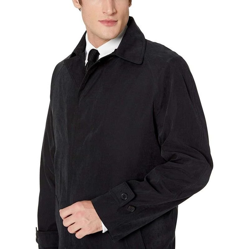 Adam Baker Men's Black & Taupe Single Breasted Full Length Trench Coat All Year Round Raincoat