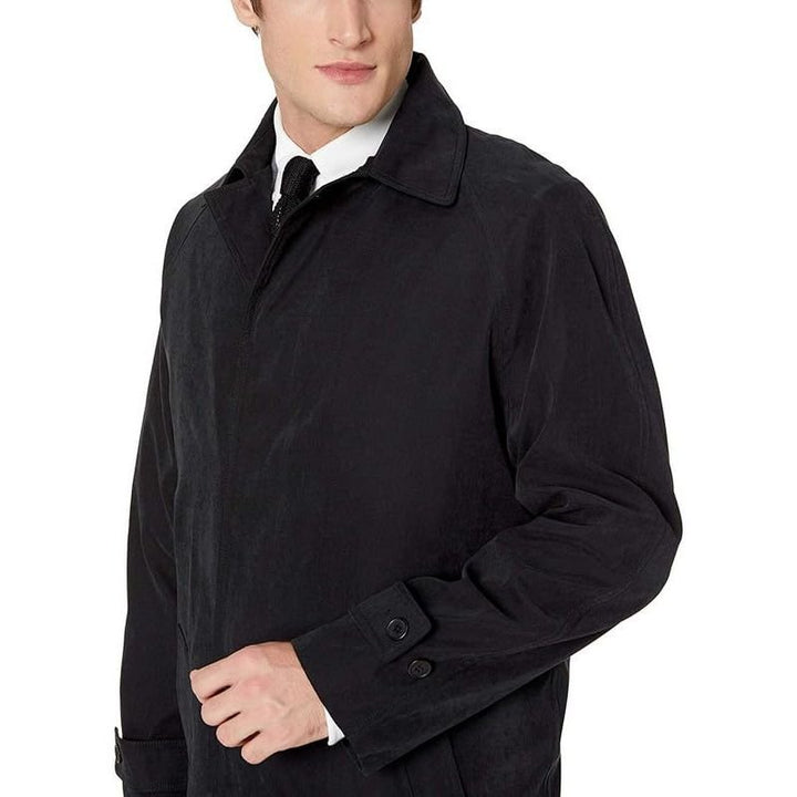 Adam Baker Men's Black & Taupe Single Breasted Full Length Trench Coat All Year Round Raincoat