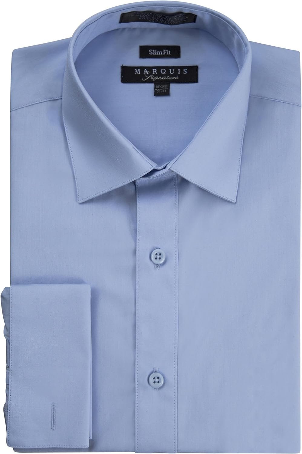 Marquis Men's Slim Fit French Cuff Cotton Blend Solid Dress Shirt