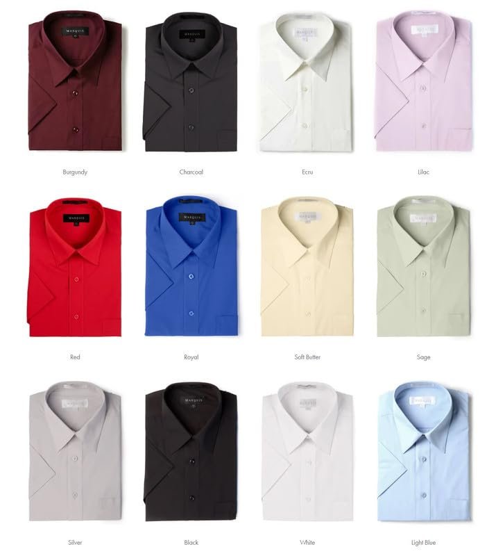 Marquis Men's Classic Fit Short Sleeve Cotton Blend Broadcloth Dress Shirt