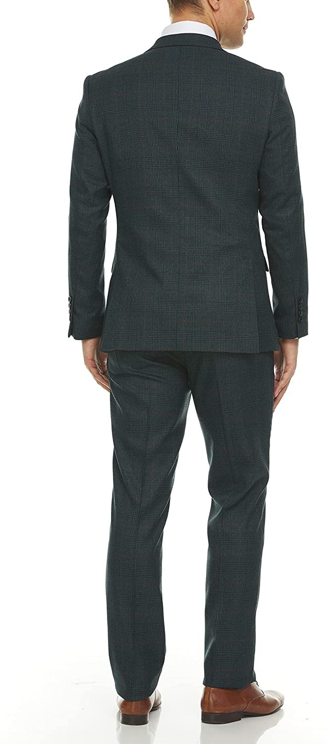 Adam Baker Men's Slim Fit Double Breasted 2-Piece (Jacket & Pants) Suit Set