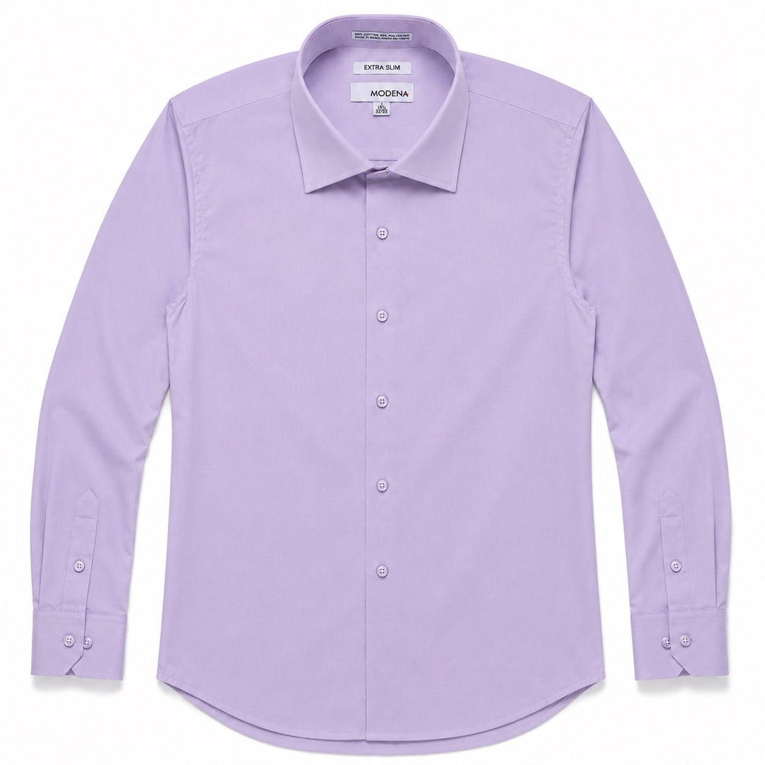 Modena Men's Extra Slim Fit Long Sleeve Solid Dress Shirt