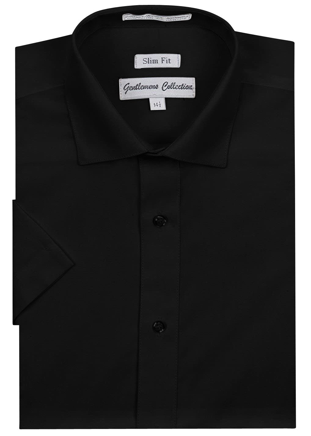 Gentlemens Collection Men's Slim Fit Short Sleeve Easy Care Solid Dress Shirt
