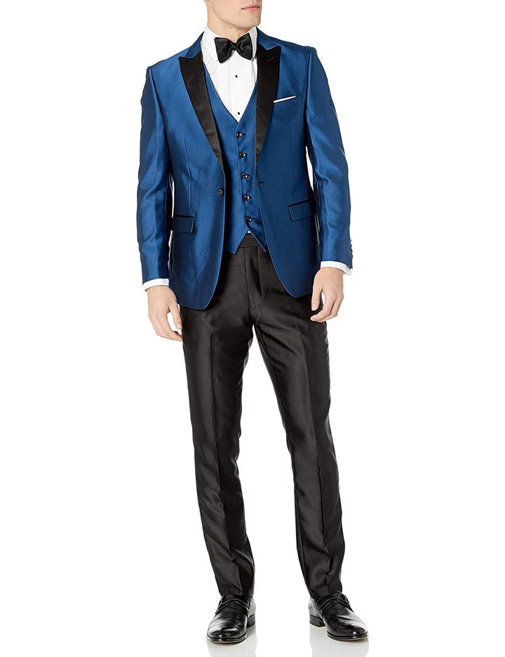 Adam Baker Mens 3-Piece Slim Fit Peak Lapel Formal Tuxedo Suit Set - Colors