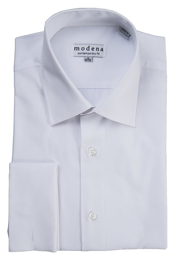 Modena Men's Contemporary (Slim) Fit Spread Collar French Cuff Solid Dress Shirt – Colors