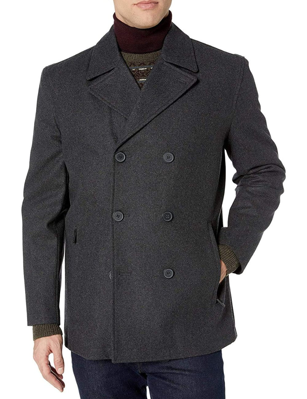 London Fog Men's Wool Blend Double Breasted Pea Coat