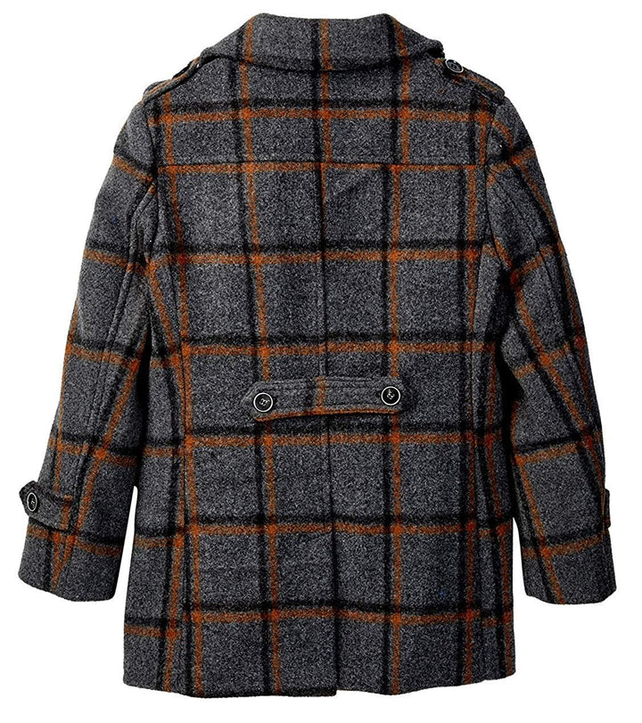 Isaac Mizrahi Boy’s 2-20 Multi Plaid Double Breasted Wool Pea Coat