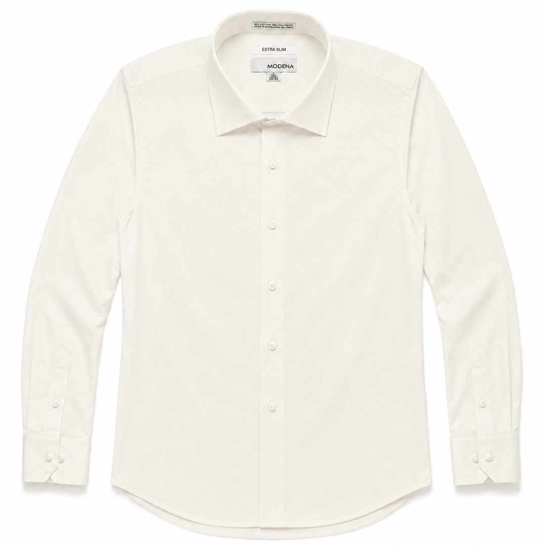 Modena Men's Extra Slim Fit Long Sleeve Solid Dress Shirt