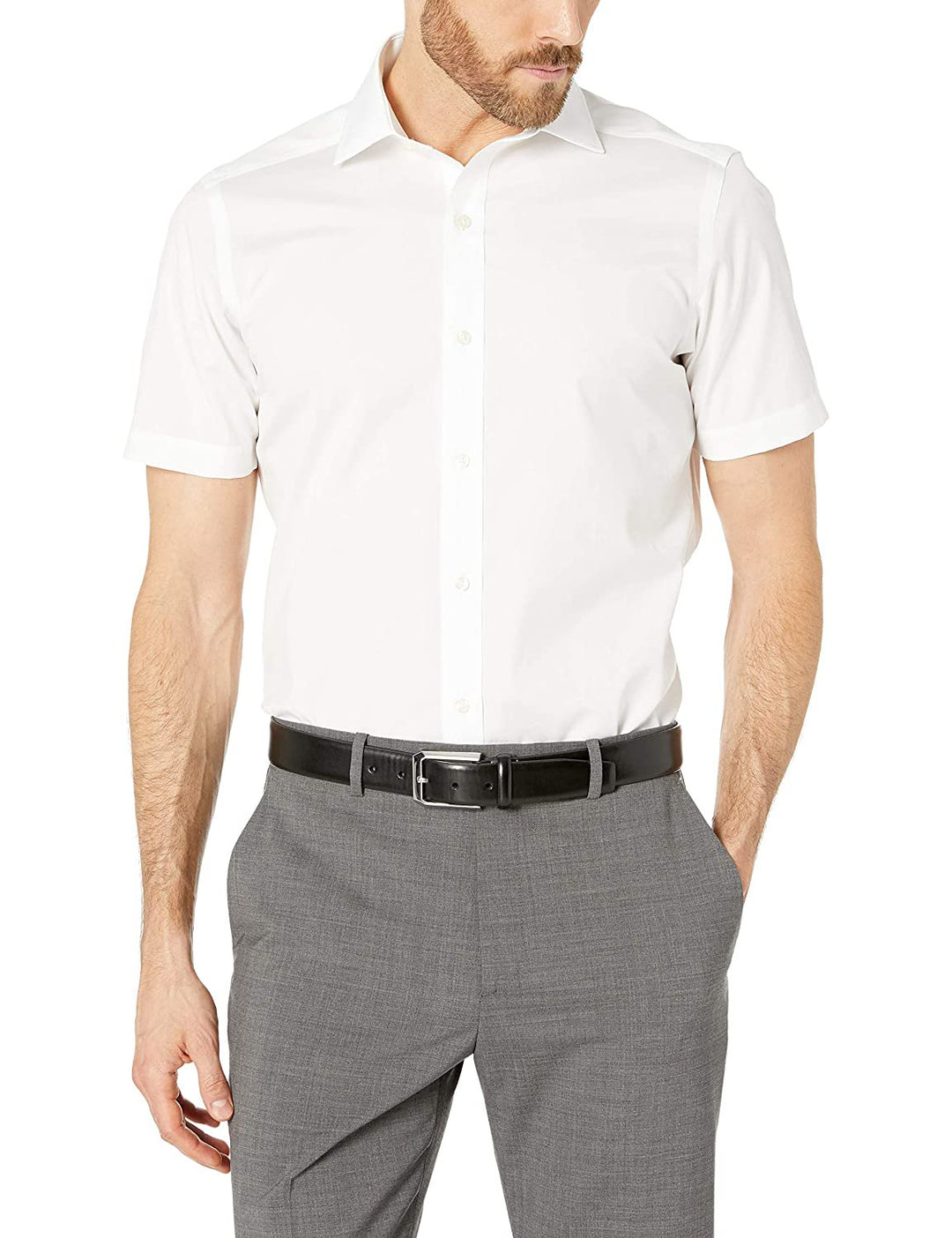 Gentlemens Collection Men's Slim Fit Short Sleeve Easy Care Solid Dress Shirt