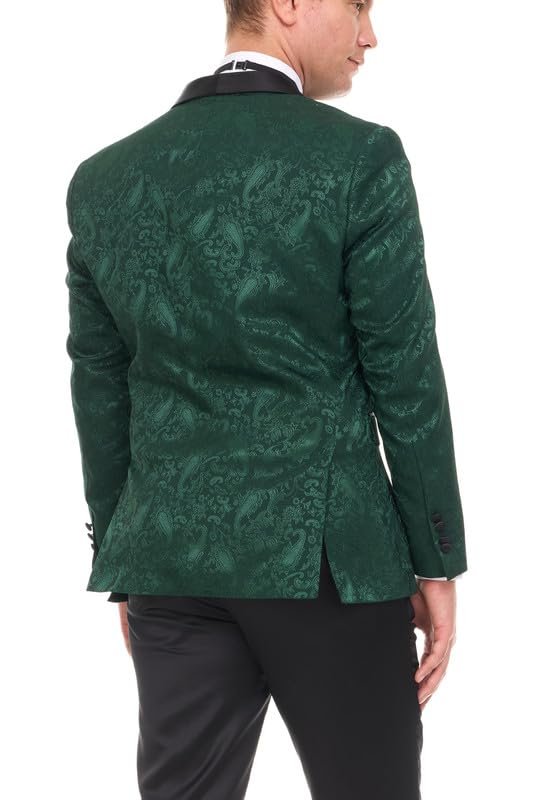 Mens Floral Tuxedo Jacket Paisley Shawl Lapel Suit Blazer Dinner Jacket for Prom, Wedding - Matching Bowtie Included