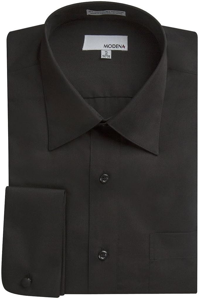 Modena Men’s Regular Fit French Cuff Solid Dress Shirt – Colors