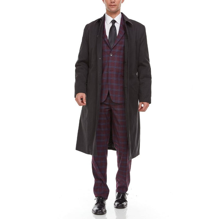 Adam Baker Men's Black & Khakhi Single Breasted Full Length Trench Coat All Year Round Raincoat