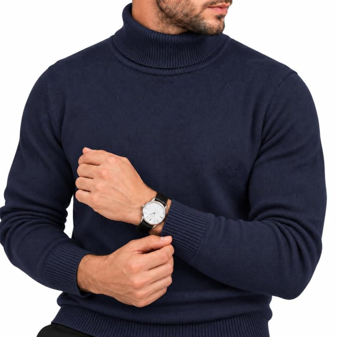 Adam Baker Men's Cotton Blend Turtleneck Sweater, Casual Knitted Pullover Sweater
