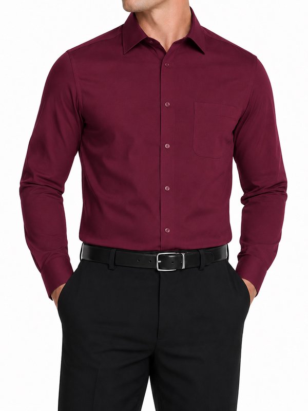 Modena Men's Regular Fit Long Sleeve Solid Dress Shirt