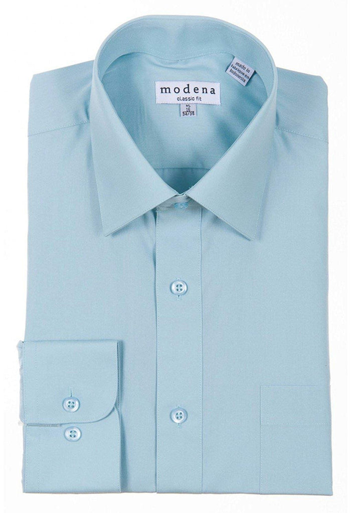 Modena Men’s Contemporary (Slim) Fit Long Sleeve Solid Dress Shirt – Colors