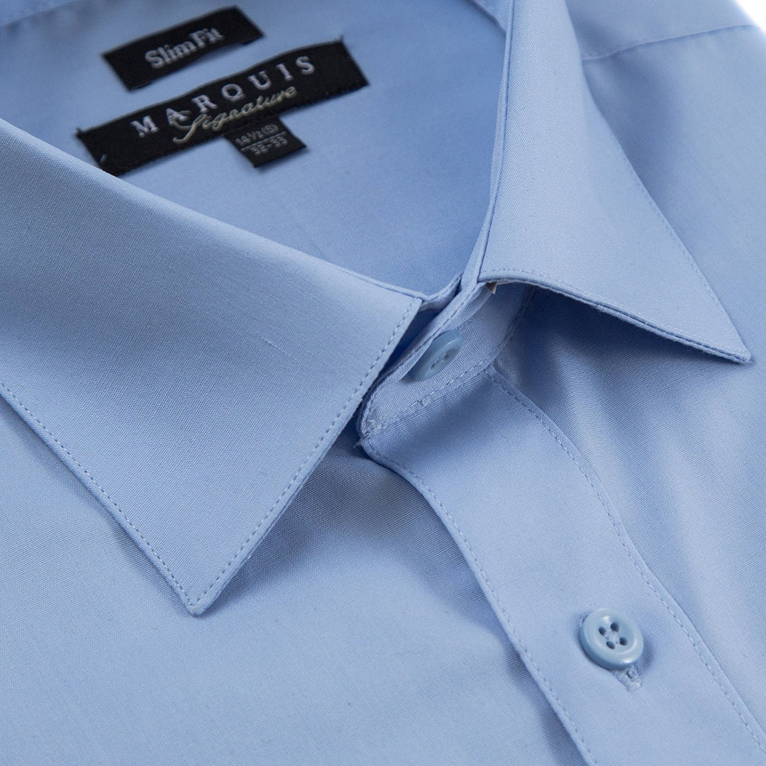 Marquis Men's Slim Fit French Cuff Cotton Blend Solid Dress Shirt