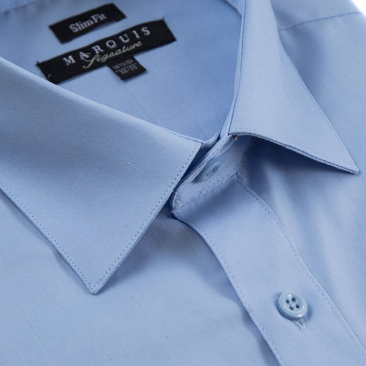 Marquis Men's Slim Fit French Cuff Cotton Blend Solid Dress Shirt