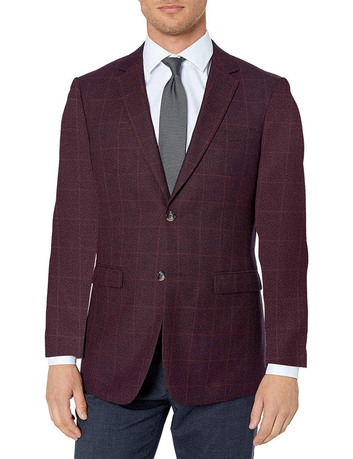 Adam Baker Mens Ultra Slim fit Notch Lapel Plaid Sport Coat/Blazer- Colors