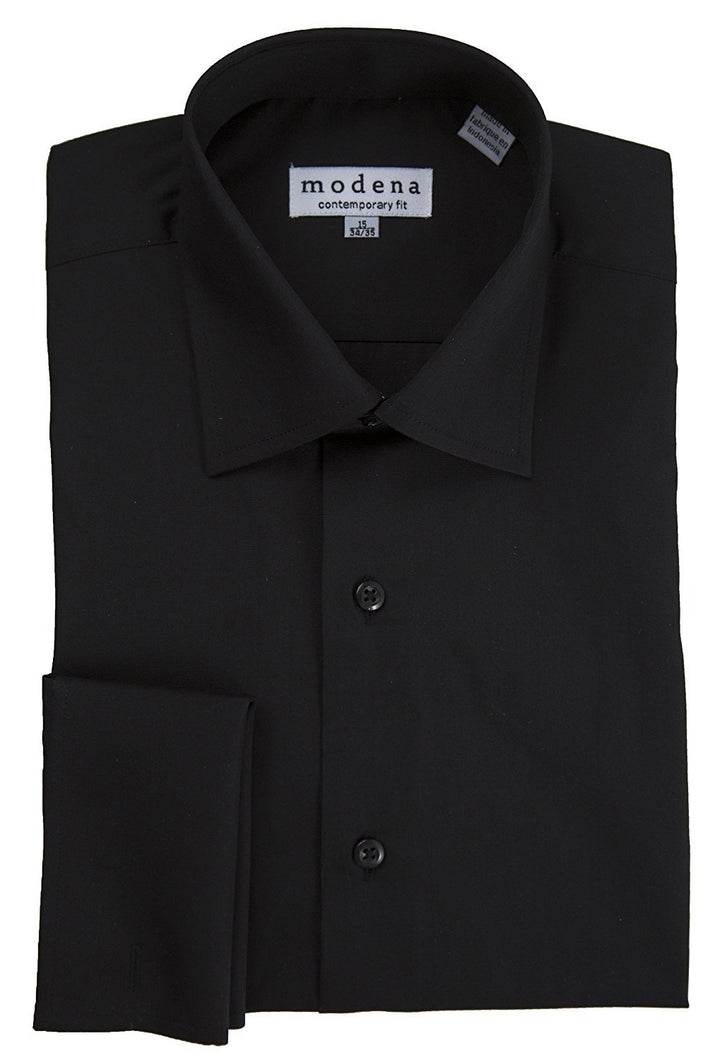 Modena Men's Contemporary (Slim) Fit Spread Collar French Cuff Solid Dress Shirt – Colors