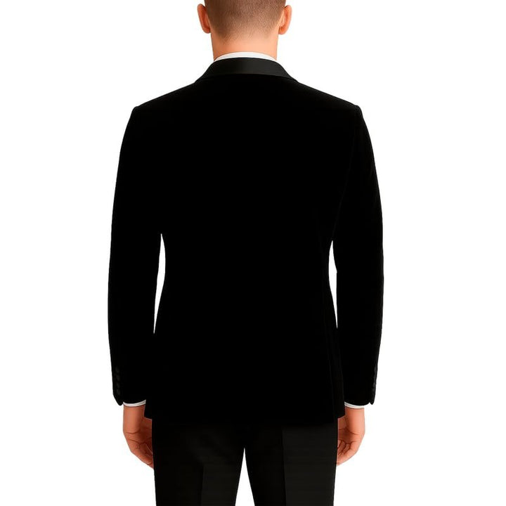 Adam Baker Men's Velvet Dinner Jacket, One Button Tuxedo Blazer with Satin Shawl Collar - Slim Fit for Wedding & Prom
