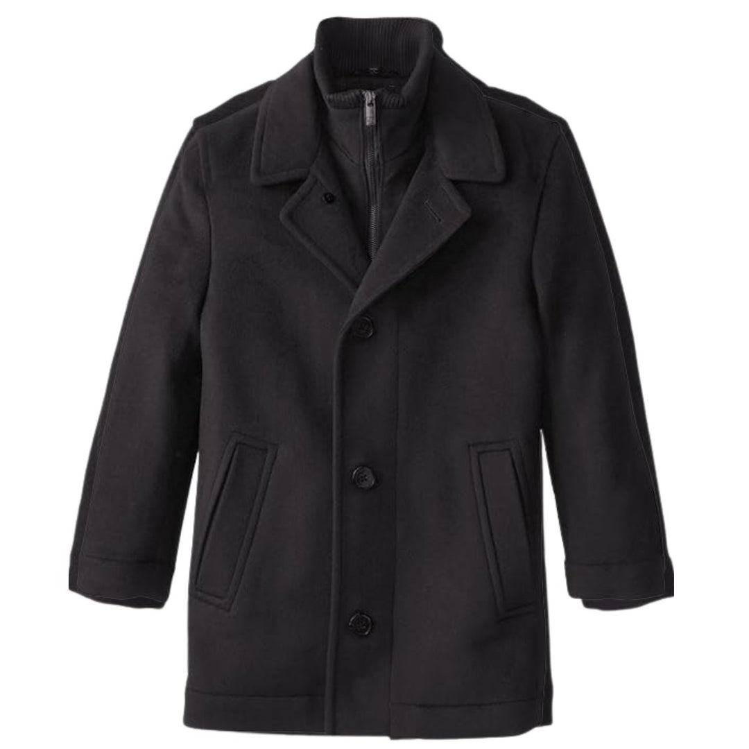 Bradley Jons Boys Slim Fit Wool Coat – 3/4 Length Dress Overcoat with Insulated Bib