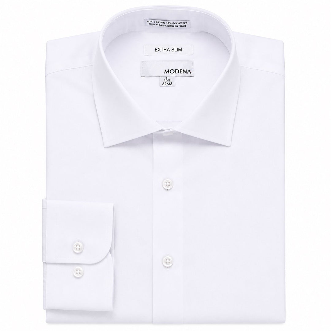 Modena Men's Extra Slim Fit Long Sleeve Solid Dress Shirt