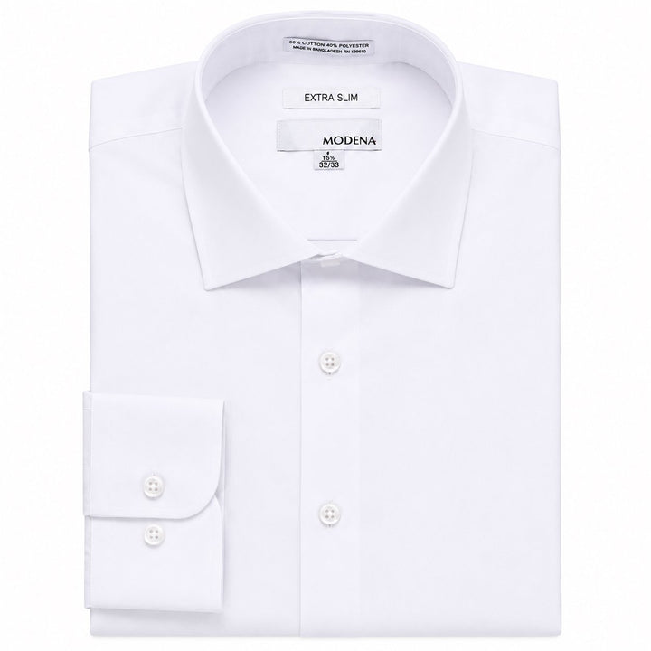 Modena Men's Extra Slim Fit Long Sleeve Solid Dress Shirt