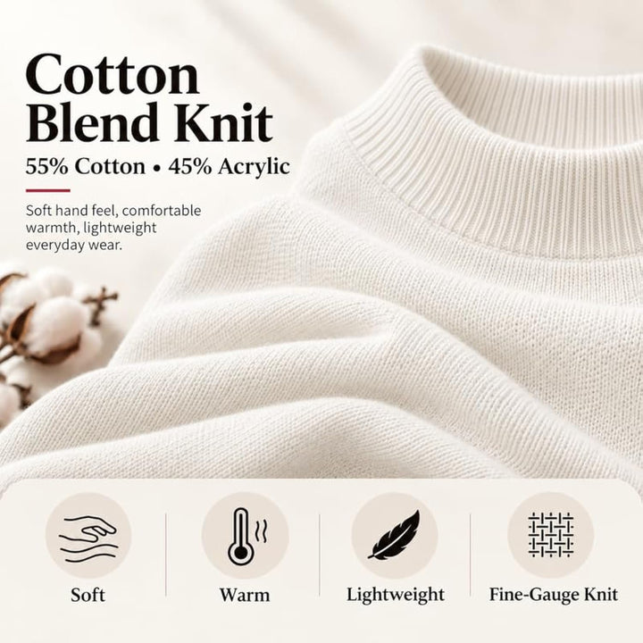 Adam Baker Men's Mock Neck Cotton Blend Knit Pullover Sweater