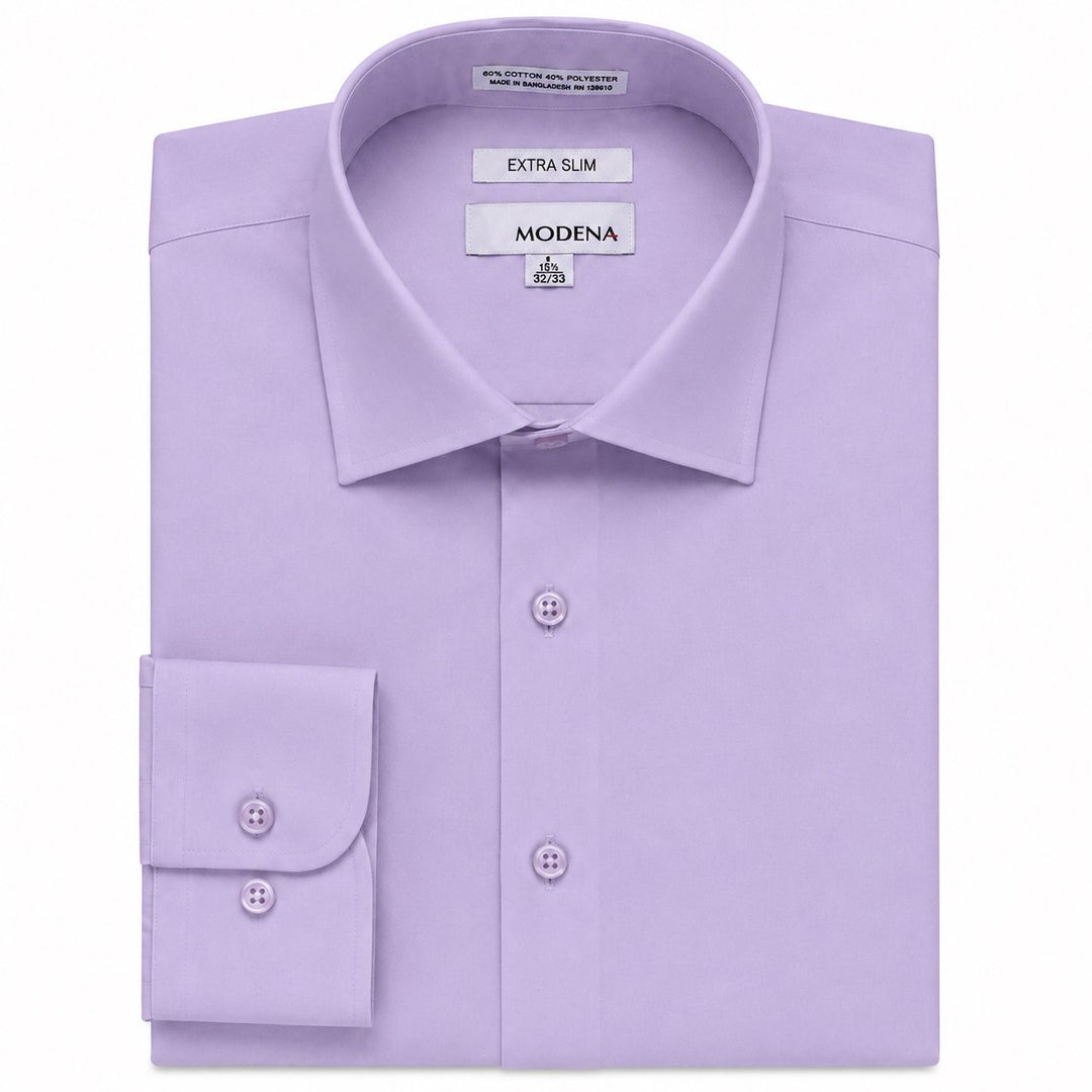 Modena Men's Extra Slim Fit Long Sleeve Solid Dress Shirt