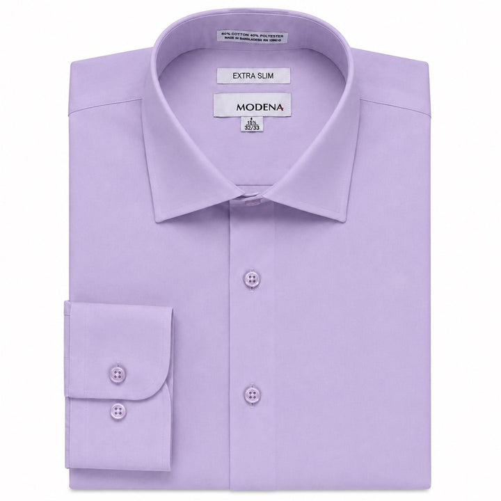 Modena Men's Extra Slim Fit Long Sleeve Solid Dress Shirt